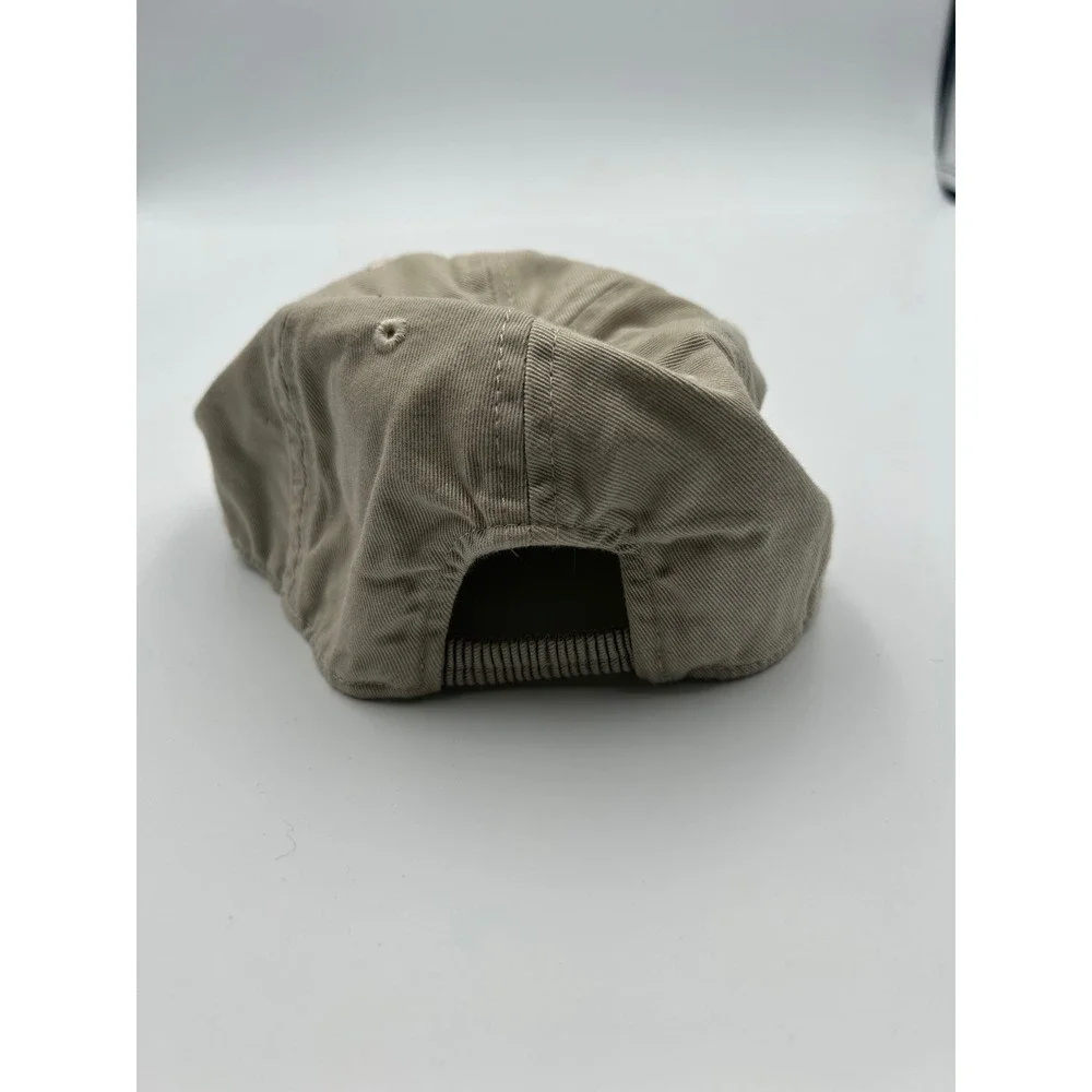 Baby Gap Toddler Khaki Tan Baseball Hat Navy Blue Logo Elastic Back Cap S/M